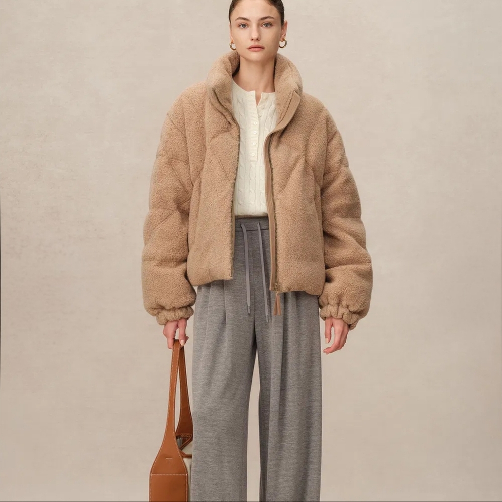 Fabrique X Celine Petit Duck Down Stand Collar Teddy Fleece Jacket XS